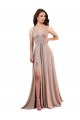 Rose poussiéreux Trapèze Col V Spandex Longue Formelles Robes demoiselle d'honneur / Robes de soirée / Robes de bal Pas Chère