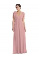 Rose poussiéreux Trapèze Licou Mousseline Longue Robes demoiselle d'honneur Pas Chère