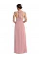 Rose poussiéreux Trapèze Licou Mousseline Longue Robes demoiselle d'honneur Pas Chère
