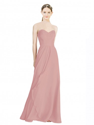 Rose poussiéreux Trapèze Mousseline Longue Robes demoiselle d'honneur Pas Chre