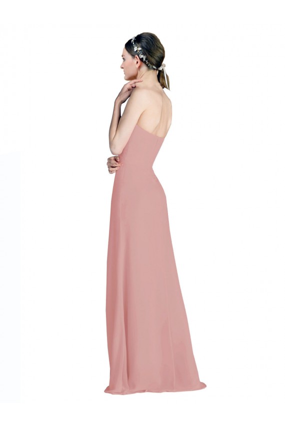 Rose poussiéreux Trapèze Mousseline Longue Robes demoiselle d'honneur Pas Chère