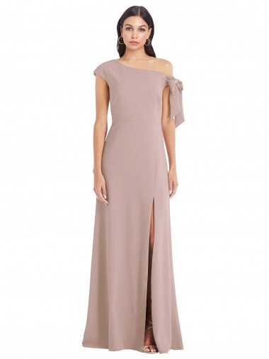 Rose poussiéreux Trapèze Épaule Dénudée Crêpe Stretch Longue Formelles Robes demoiselle d'honneur / Robes de soirée / Robes de bal Pas Chre