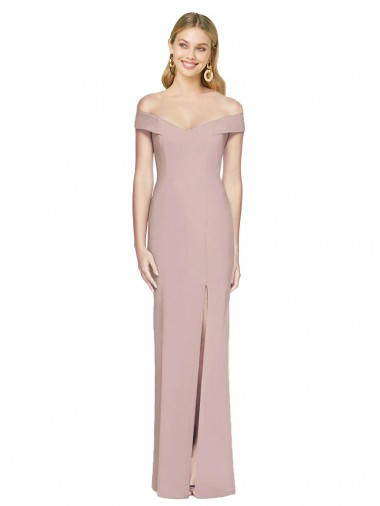 Rose poussiéreux Trompette Épaule Dénudée Crêpe Stretch Longue Robes demoiselle d'honneur / Robes de bal Pas Chre