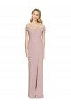Rose poussiéreux Trompette Épaule Dénudée Crêpe Stretch Longue Robes demoiselle d'honneur / Robes de bal Pas Chère