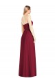Rose vif Trompette Col V Sans bretelle Mousseline Longue Robes demoiselle d'honneur Pas Chère