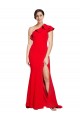 Rouge Fourreau Balayage train Crêpe Stretch Longue Robes demoiselle d'honneur / Robes de bal Pas Chère