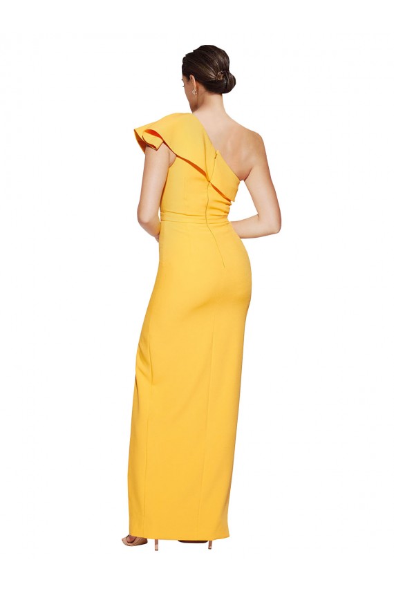 Safran Fourreau Crêpe Stretch Longue Formelles Robes demoiselle d'honneur / Robes de soirée / Robes de bal Pas Chère