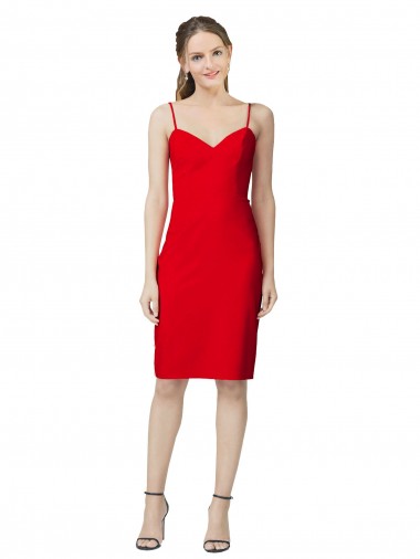 Rouge Fourreau Crêpe Stretch Courte Robes demoiselle d'honneur / Robes de soirée / Robes de cocktail Pas Chre