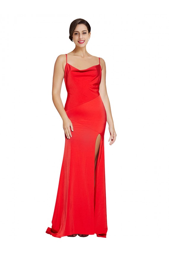 Rouge Fourreau Sans bretelle Satiné Stretch Longue Formelles Robes demoiselle d'honneur / Robes de soirée / Robes de bal Pas Chère