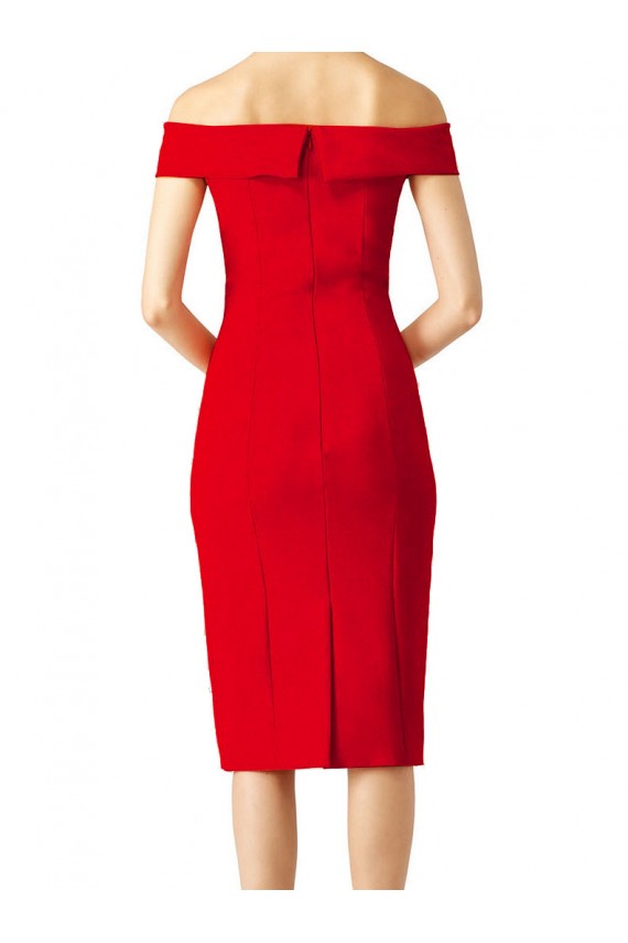 Rouge Fourreau Épaule Dénudée Crêpe Stretch Courte Robes demoiselle d'honneur / Robes de soirée / Robes de cocktail Pas Chère
