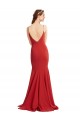 Rouge Sirène Bretelles spaghetti Col V Crêpe Stretch Longue Formelles Robes demoiselle d'honneur / Robes de soirée / Robes de bal Pas Chère