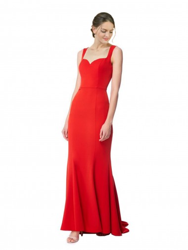 Rouge Sirène Col Haut Crêpe Stretch Longue Formelles Robes demoiselle d'honneur / Robes de soirée / Robes de bal Pas Chre