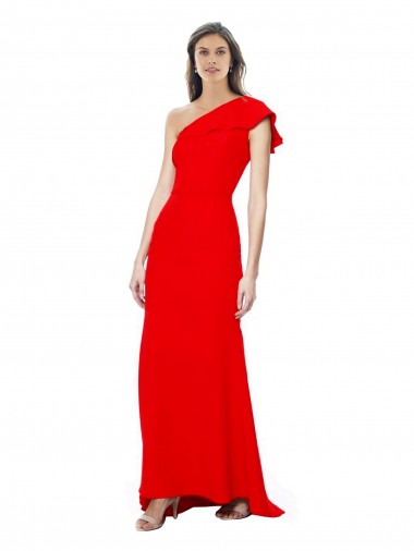 Rouge Sirène Col Haut Crêpe Stretch Longue Formelles Robes demoiselle d'honneur / Robes de soirée / Robes de bal Pas Chre