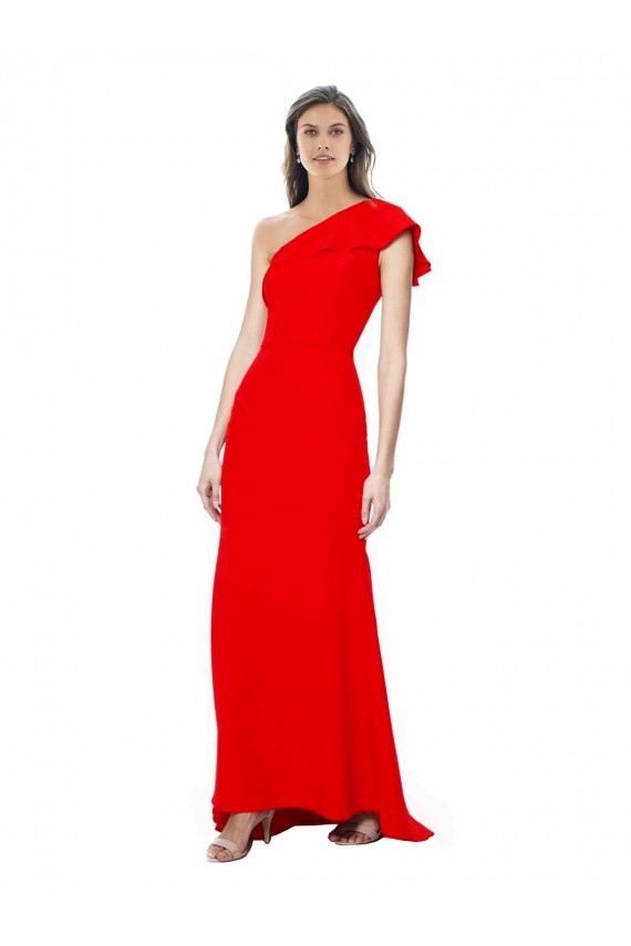 Rouge Sirène Col Haut Crêpe Stretch Longue Formelles Robes demoiselle d'honneur / Robes de soirée / Robes de bal Pas Chère