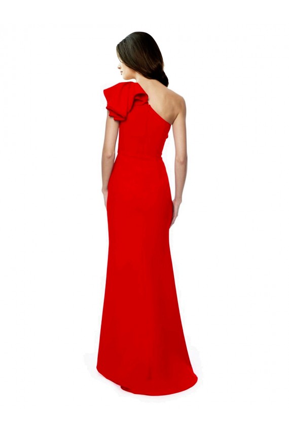 Rouge Sirène Col Haut Crêpe Stretch Longue Formelles Robes demoiselle d'honneur / Robes de soirée / Robes de bal Pas Chère