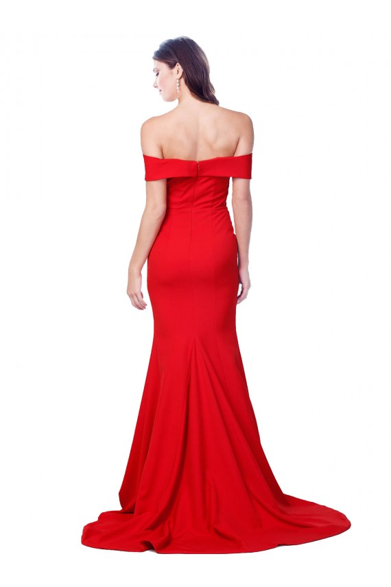 Rouge Sirène Crêpe Stretch Longue Formelles Robes demoiselle d'honneur / Robes de soirée / Robes de bal Pas Chère