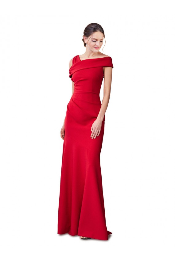 Rouge Sirène Crêpe Stretch Longue Formelles Robes demoiselle d'honneur / Robes de soirée / Robes de bal Pas Chère
