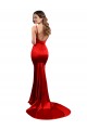 Rouge Sirène Satiné Stretch Longue Formelles Robes demoiselle d'honneur / Robes de soirée / Robes de bal Pas Chère
