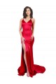Rouge Sirène Satiné Stretch Longue Formelles Robes demoiselle d'honneur / Robes de soirée / Robes de bal Pas Chère