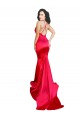 Rouge Sirène Satiné Stretch Longue Formelles Robes demoiselle d'honneur / Robes de soirée / Robes de bal Pas Chère