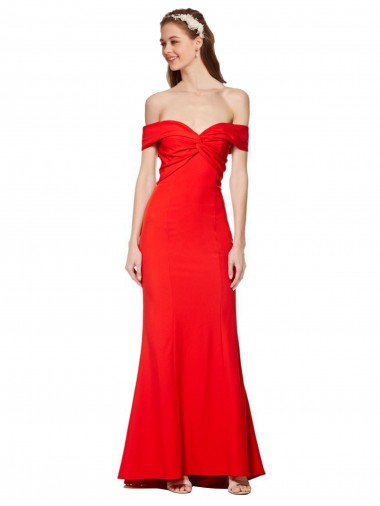 Rouge Sirène Épaule Dénudée Crêpe Stretch Longue Formelles Robes demoiselle d'honneur / Robes de soirée / Robes de bal Pas Chre