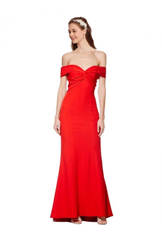 Rouge Sirène Épaule Dénudée Crêpe Stretch Longue Formelles Robes demoiselle d'honneur / Robes de soirée / Robes de bal Pas Chère