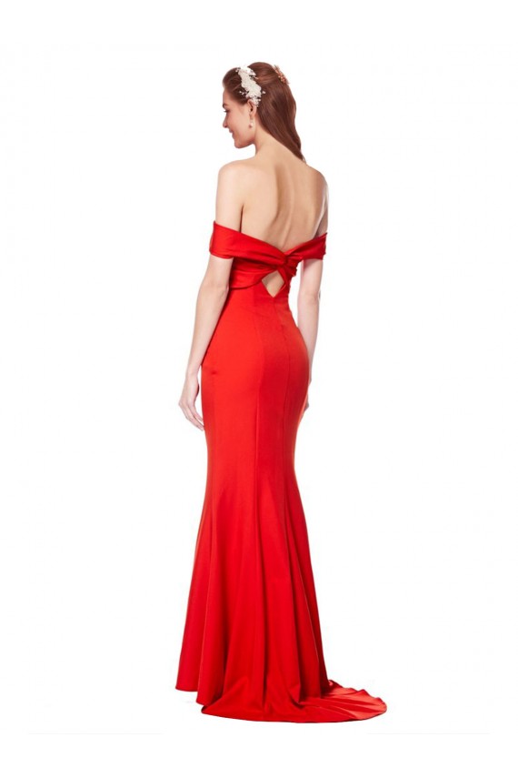 Rouge Sirène Épaule Dénudée Crêpe Stretch Longue Formelles Robes demoiselle d'honneur / Robes de soirée / Robes de bal Pas Chère