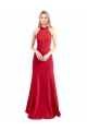Rouge Trapèze Licou Col Haut Crêpe Stretch Longue Formelles Robes demoiselle d'honneur / Robes de soirée / Robes de bal Pas Chère