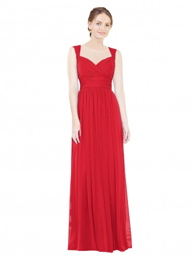 Rouge Trapèze Mousseline Longue Robes demoiselle d'honneur Pas Chre