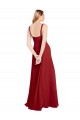 Rouge Trapèze Mousseline Longue Robes demoiselle d'honneur Pas Chère