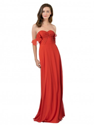 Rouge Trapèze Sans bretelle Mousseline Longue Robes demoiselle d'honneur Pas Chre