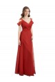 Rouge Trapèze Tulle Longue Robes demoiselle d'honneur Pas Chère