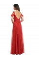 Rouge Trapèze Tulle Longue Robes demoiselle d'honneur Pas Chère