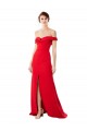 Rouge Trapèze Épaule Dénudée Crêpe Stretch Longue Formelles Robes demoiselle d'honneur / Robes de soirée / Robes de bal Pas Chère
