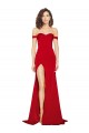 Rouge Trapèze Épaule Dénudée Satiné Soyeux Longue Formelles Robes demoiselle d'honneur / Robes de soirée / Robes de bal Pas Chère