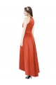 Rouge Épice Trapèze Licou Satiné Longue Asymétrique Robes demoiselle d'honneur Pas Chère
