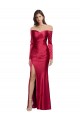 Rouge foncé Fourreau Satiné Stretch Longue Formelles Robes demoiselle d'honneur / Robes de soirée / Robes de bal Pas Chère