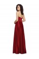 Rouge foncé Trapèze Sans bretelle Satiné Longue Robes demoiselle d'honneur / Robes de bal Pas Chère