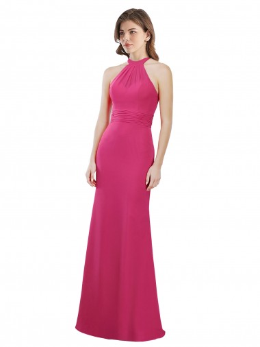 Rubis Trapèze Licou Mousseline Longue Robes demoiselle d'honneur Pas Chre