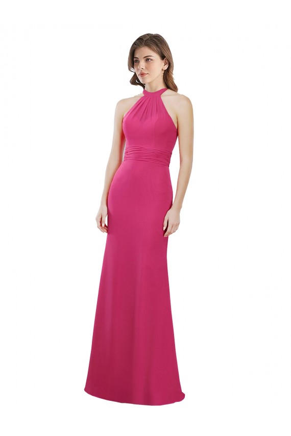Rubis Trapèze Licou Mousseline Longue Robes demoiselle d'honneur Pas Chère