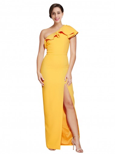 Safran Fourreau Crêpe Stretch Longue Formelles Robes demoiselle d'honneur / Robes de soirée / Robes de bal Pas Chre