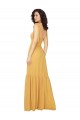 Safran Trapèze Col Carré Mousseline Longue Robes demoiselle d'honneur Pas Chère