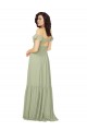 Safran Trapèze Col V Mousseline Longue Robes demoiselle d'honneur Pas Chère