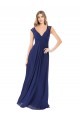 Saphir Trapèze Col V Mousseline Longue Robes demoiselle d'honneur Pas Chère