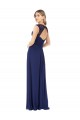 Saphir Trapèze Col V Mousseline Longue Robes demoiselle d'honneur Pas Chère