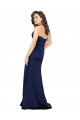 Saphir Trapèze Sans bretelle Satiné Soyeux Longue Formelles Robes demoiselle d'honneur / Robes de soirée / Robes de bal Pas Chère