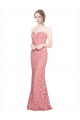 Saumon Sirène Sans bretelle Dentelle Longue Robes demoiselle d'honneur / Robes de bal Pas Chère