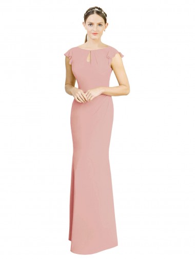 Sirène Col Bateau Col Haut Mousseline Longue Robes demoiselle d'honneur Pas Chre