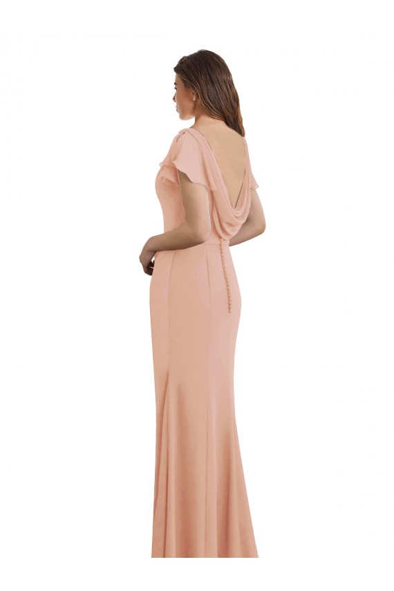 Sirène Col Bateau Col Haut Mousseline Longue Robes demoiselle d'honneur / Robes de bal Pas Chère