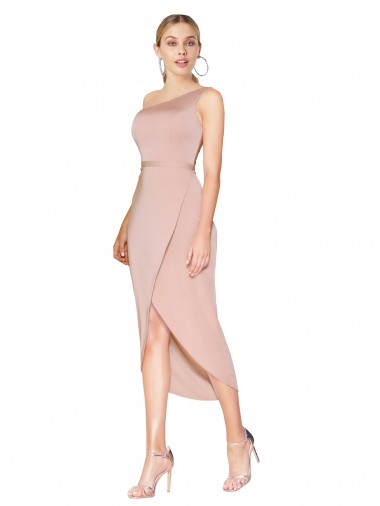 Sirène Col Haut Crêpe Stretch Courte Asymétrique Robes demoiselle d'honneur / Robes de soirée / Robes de cocktail Pas Chre